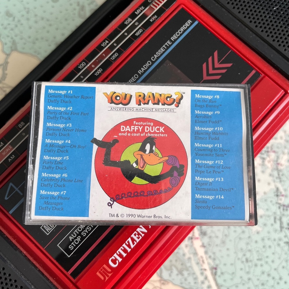 Vintage 1990 Daffy Duck You Rang? Answering Machine Cassette Tape